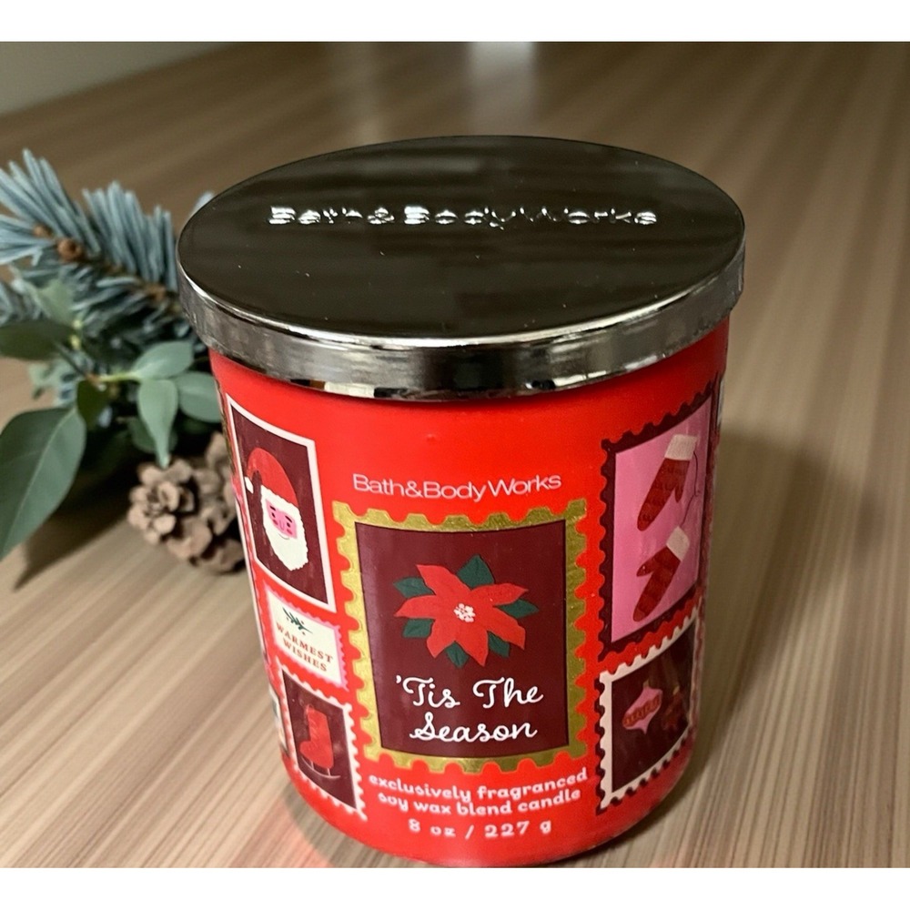 Bath & Body Works Single Wick Candle Tis‎ The Season Holiday Soy Wax Christmas